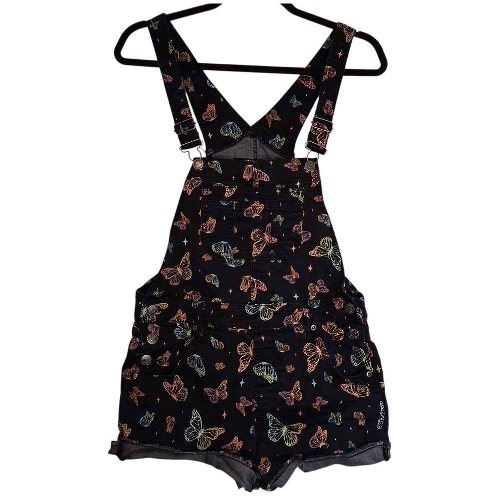 Hot Topic Black Butterfly Print Women Shorts Overalls